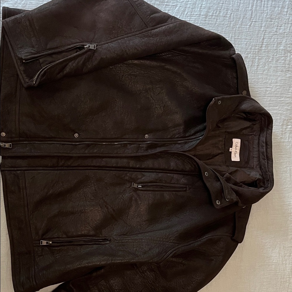 Calvin Klein Men's Dark Leather Jacket